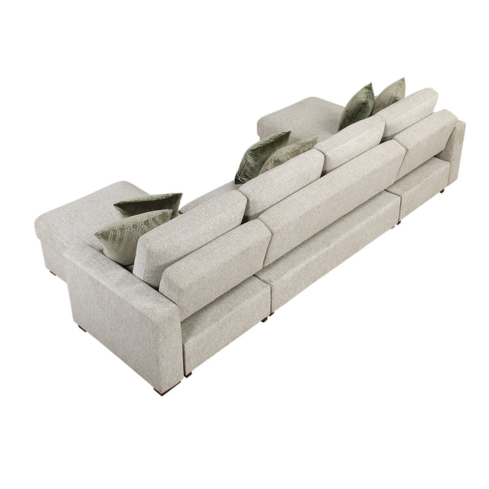 Isla - (4)3-Piece Sectional with Reversible Chaises, Pull-out Bed and Hidden Storage, Click Motion Back