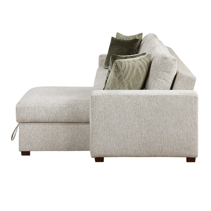 Isla - (3)2-Piece Sectional with Reversible Chaise, Pull-out Bed and Hidden Storage, Click Motion Back