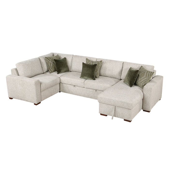 Isla - (5)4-Piece Sectional with Reversible Chaise, Pull-out Bed and Hidden Storage