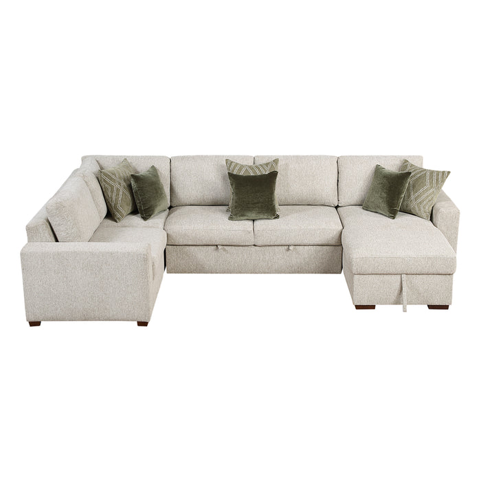 Isla - (5)4-Piece Sectional with Reversible Chaise, Pull-out Bed and Hidden Storage