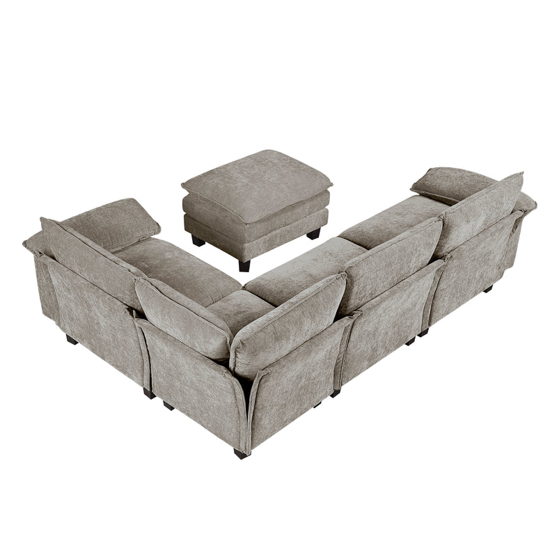 Dublin - (6)5-Piece Modular Sectional with Ottoman