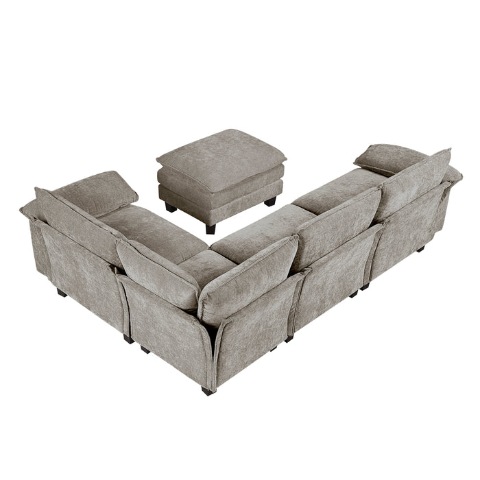 Dublin - (6)5-Piece Modular Sectional with Ottoman