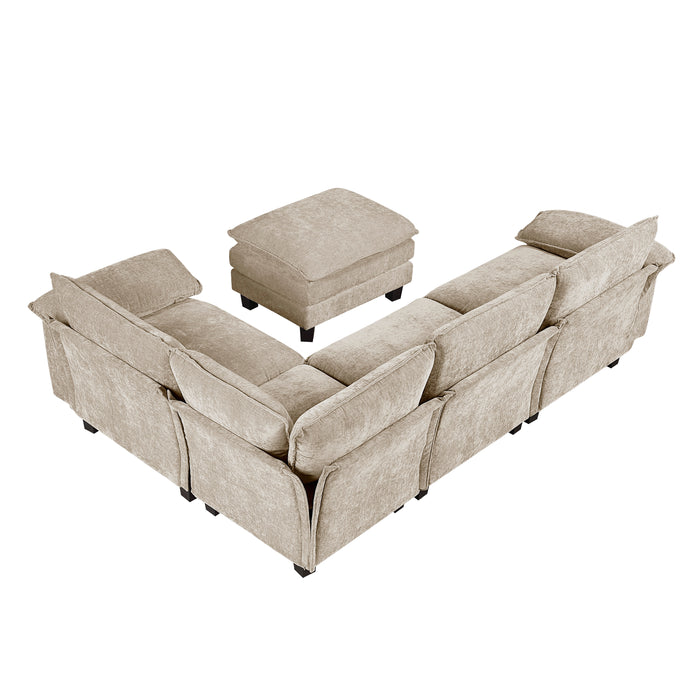 Dublin - (6)5-Piece Modular Sectional with Ottoman