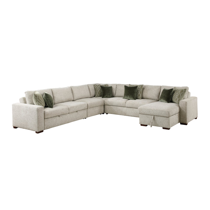 Isla - (6)5-Piece Sectional with Reversible Chaise and Pull-out Bed