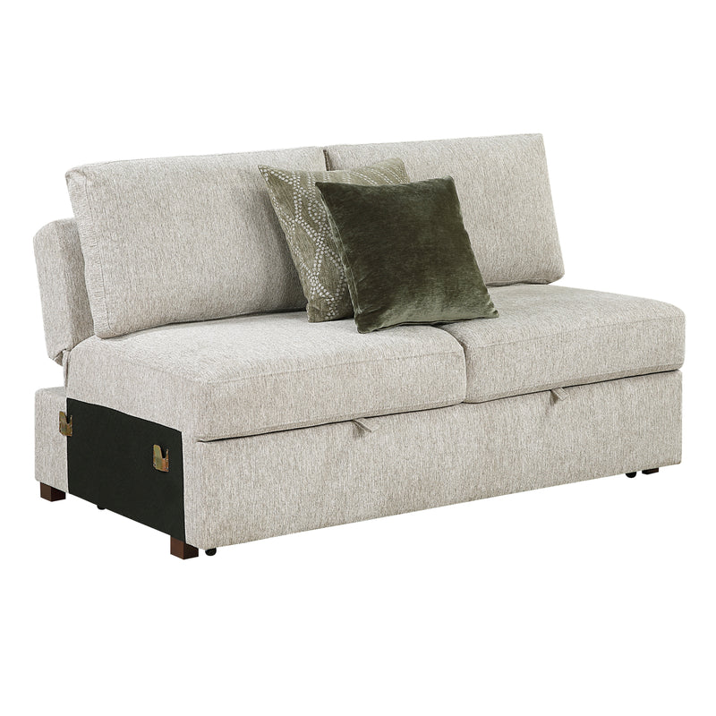 Isla - (4)3-Piece Sectional with Reversible Chaise, Pull-out Bed, Hidden Storage and Ottoman, Click Motion Back