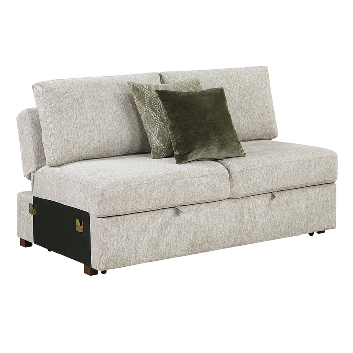 Isla - (4)3-Piece Sectional with Reversible Chaise, Pull-out Bed, Hidden Storage and Ottoman, Click Motion Back