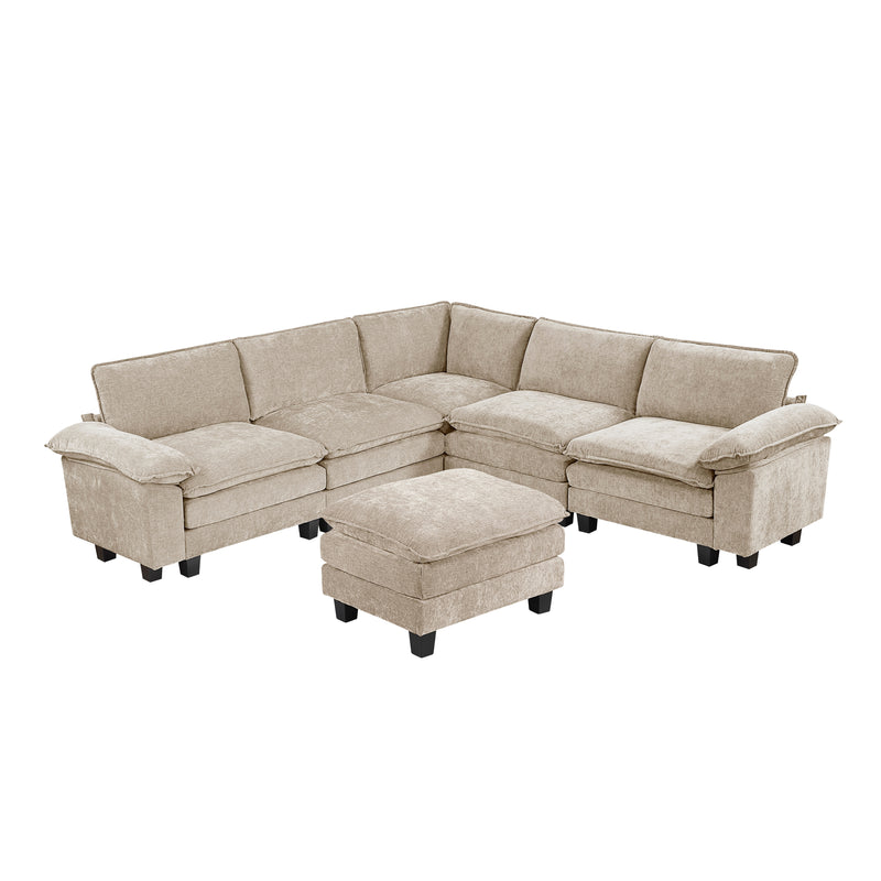 Dublin - (7)6-Piece Modular Sectional with Ottoman