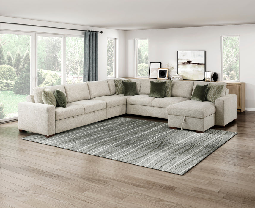 Isla - (6)5-Piece Sectional with Reversible Chaise and Pull-out Bed