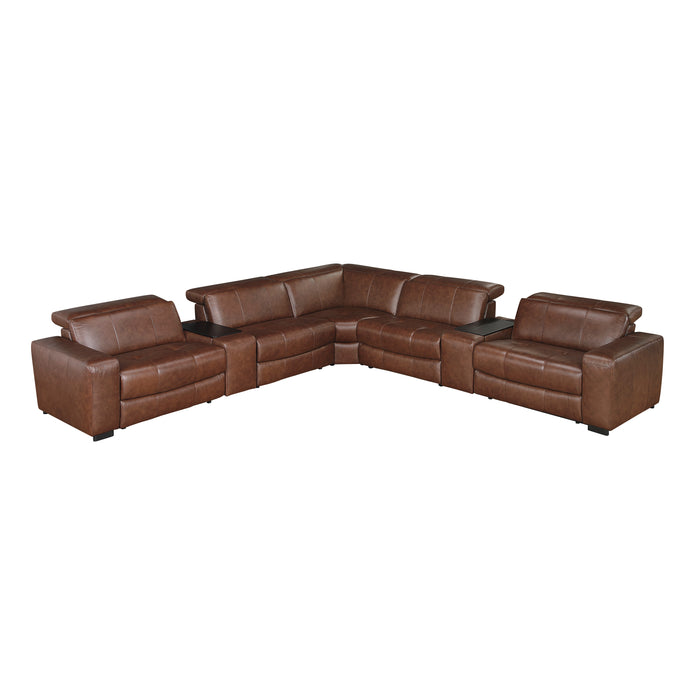 Sutton - (7)7-Piece Modular Power Reclining Sectional with Power Headrests and Charging Ports