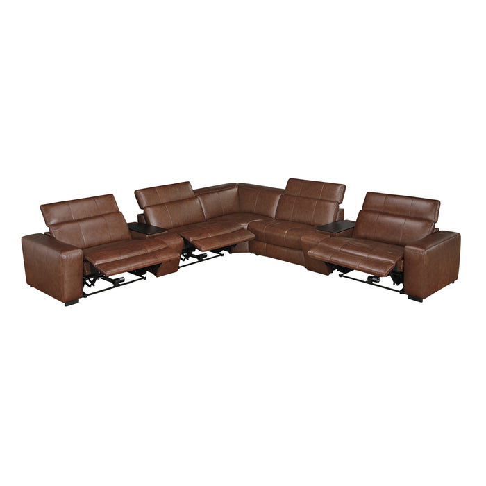 Sutton - (7)7-Piece Modular Power Reclining Sectional with Power Headrests and Charging Ports