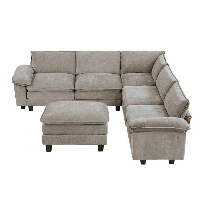 Dublin - (7)6-Piece Modular Sectional with Ottoman