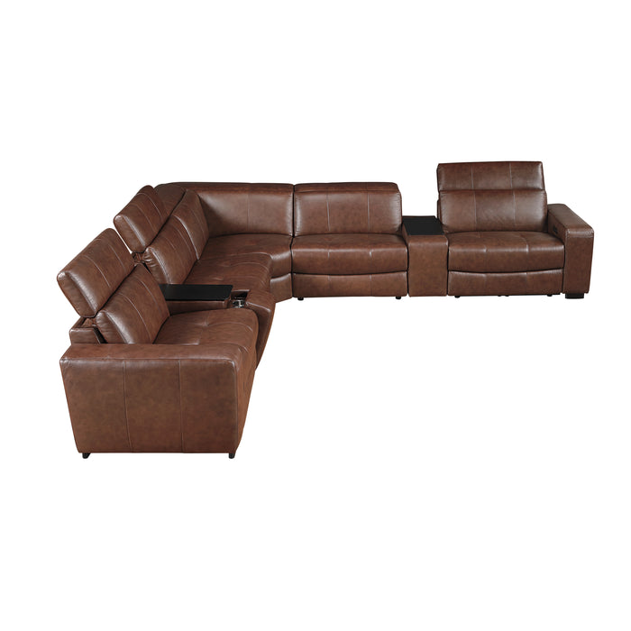 Sutton - (7)7-Piece Modular Power Reclining Sectional with Power Headrests and Charging Ports