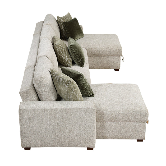 Isla - (4)3-Piece Sectional with Convertible and Reversible Chaise,  Hidden Storage, Click Motion Back