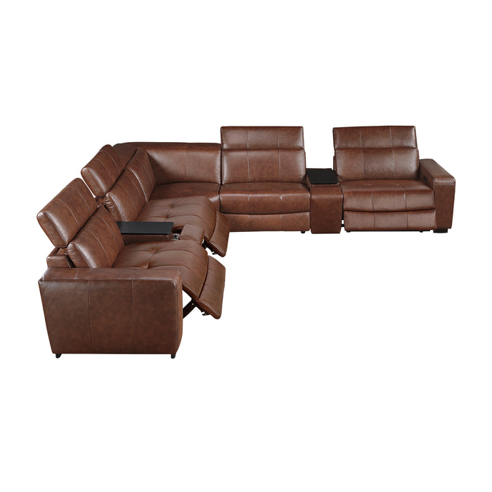 Sutton - (7)7-Piece Modular Power Reclining Sectional with Power Headrests and Charging Ports