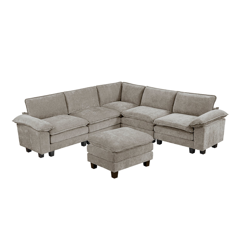 Dublin - (7)6-Piece Modular Sectional with Ottoman