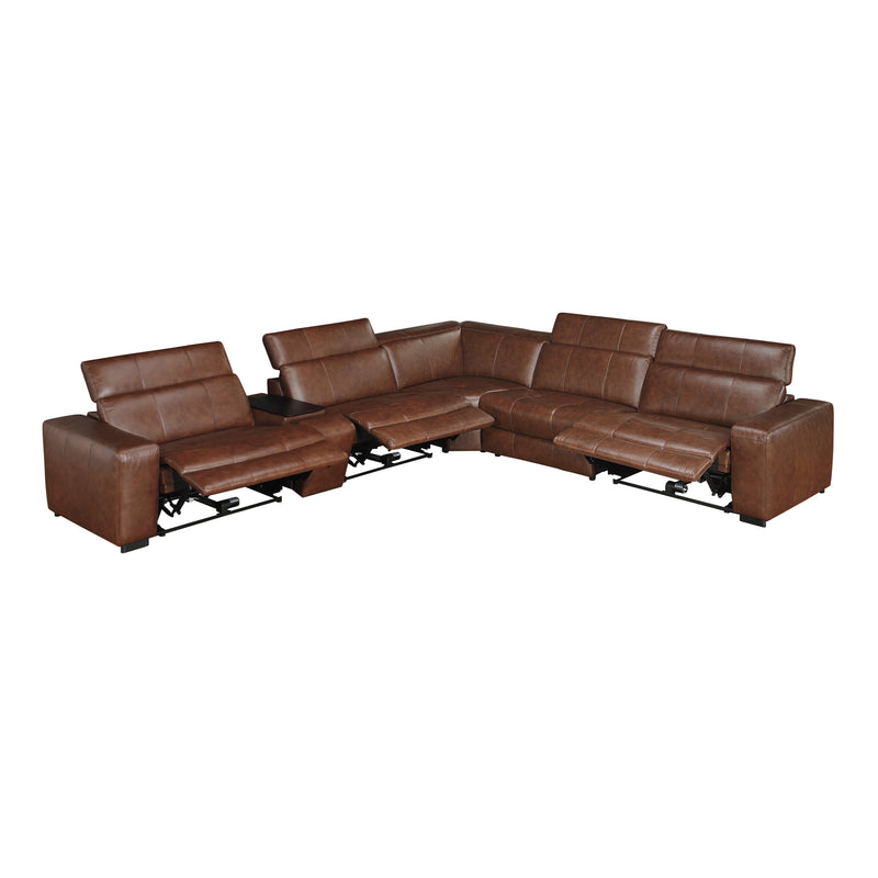 Sutton - (6)6-Piece Modular Power Reclining Sectional with Power Headrests and Charging Ports