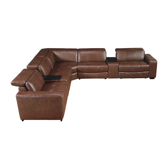 Sutton - (7)7-Piece Modular Power Reclining Sectional with Power Headrests and Charging Ports