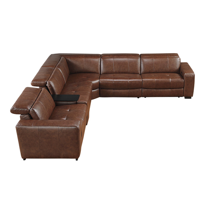 Sutton - (6)6-Piece Modular Power Reclining Sectional with Power Headrests and Charging Ports