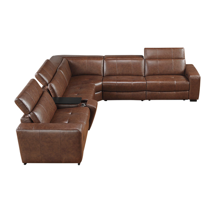 Sutton - (6)6-Piece Modular Power Reclining Sectional with Power Headrests and Charging Ports