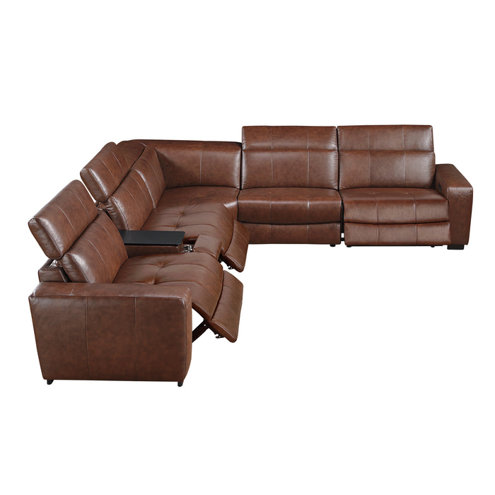 Sutton - (6)6-Piece Modular Power Reclining Sectional with Power Headrests and Charging Ports