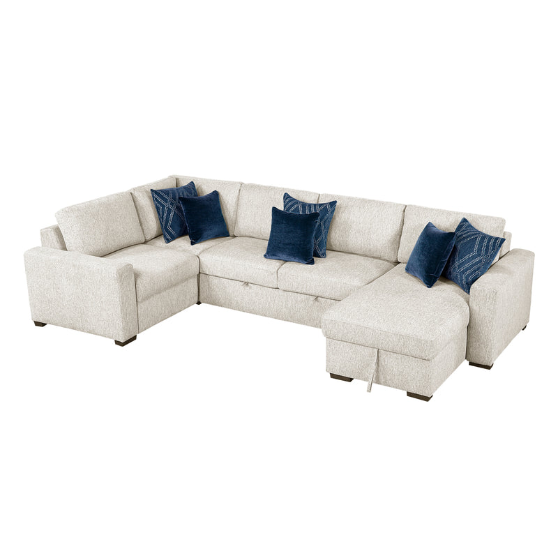 Isla - (5)4-Piece Sectional with Reversible Chaise, Pull-out Bed and Hidden Storage