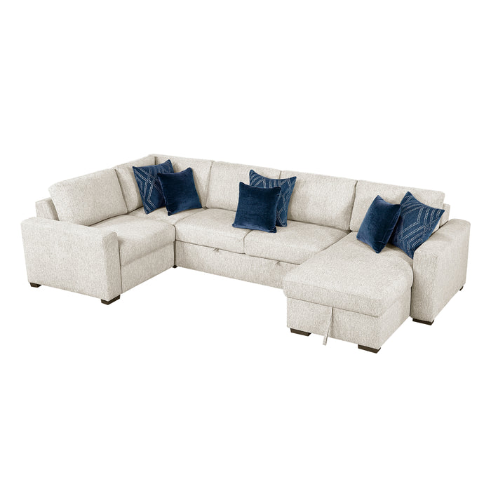 Isla - (5)4-Piece Sectional with Reversible Chaise, Pull-out Bed and Hidden Storage