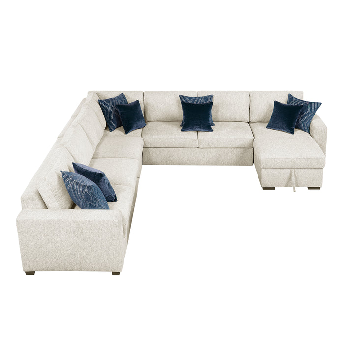 Isla - (6)5-Piece Sectional with Reversible Chaise, Pull-out Bed and Hidden Storage
