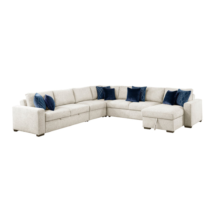 Isla - (6)5-Piece Sectional with Reversible Chaise, Pull-out Bed and Hidden Storage