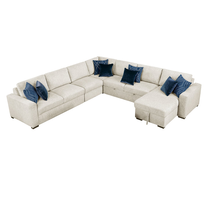 Isla - (6)5-Piece Sectional with Reversible Chaise, Pull-out Bed and Hidden Storage