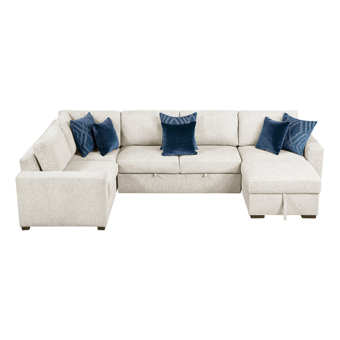 Isla - (5)4-Piece Sectional with Reversible Chaise, Pull-out Bed and Hidden Storage