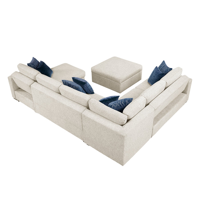 Isla - (6)5-Piece Sectional with Reversible Chaise, Pull-out Bed, Hidden Storage and Ottoman
