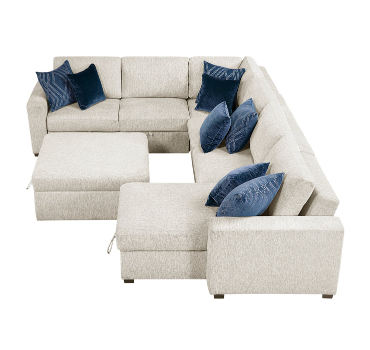 Isla - (6)5-Piece Sectional with Reversible Chaise, Pull-out Bed, Hidden Storage and Ottoman