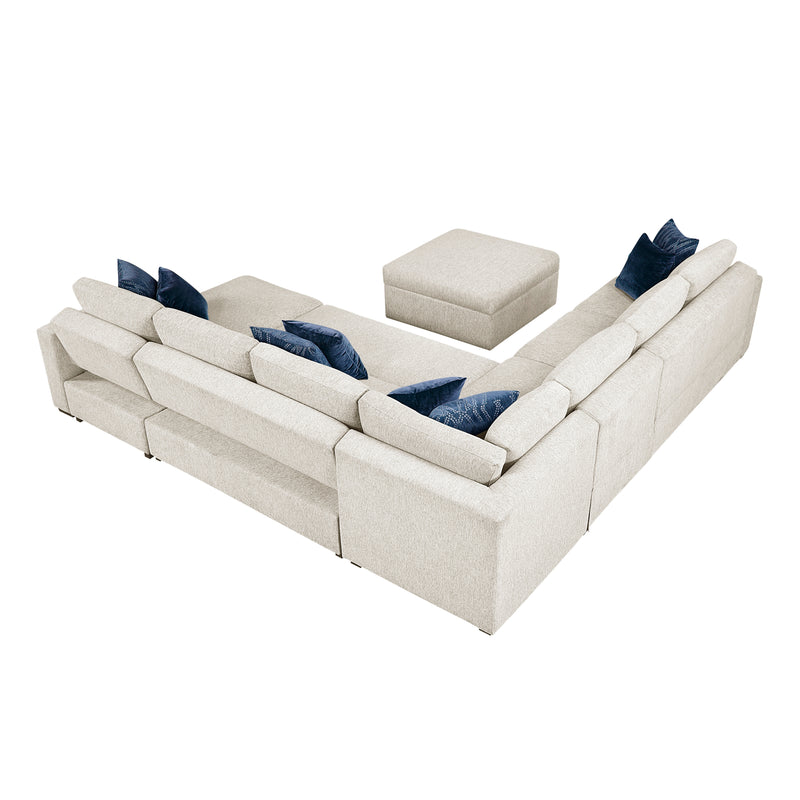 Isla - (7)6-Piece Sectional with Reversible Chaise, Pull-out Bed, Hidden Storage and Ottoman