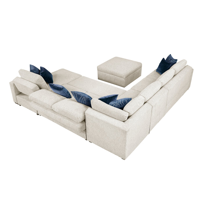 Isla - (7)6-Piece Sectional with Reversible Chaise, Pull-out Bed, Hidden Storage and Ottoman