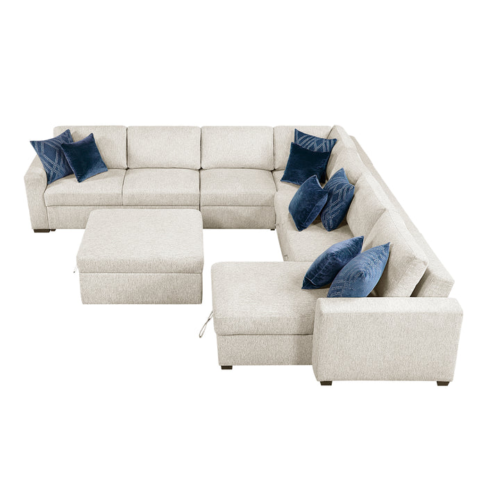 Isla - (7)6-Piece Sectional with Reversible Chaise, Pull-out Bed, Hidden Storage and Ottoman