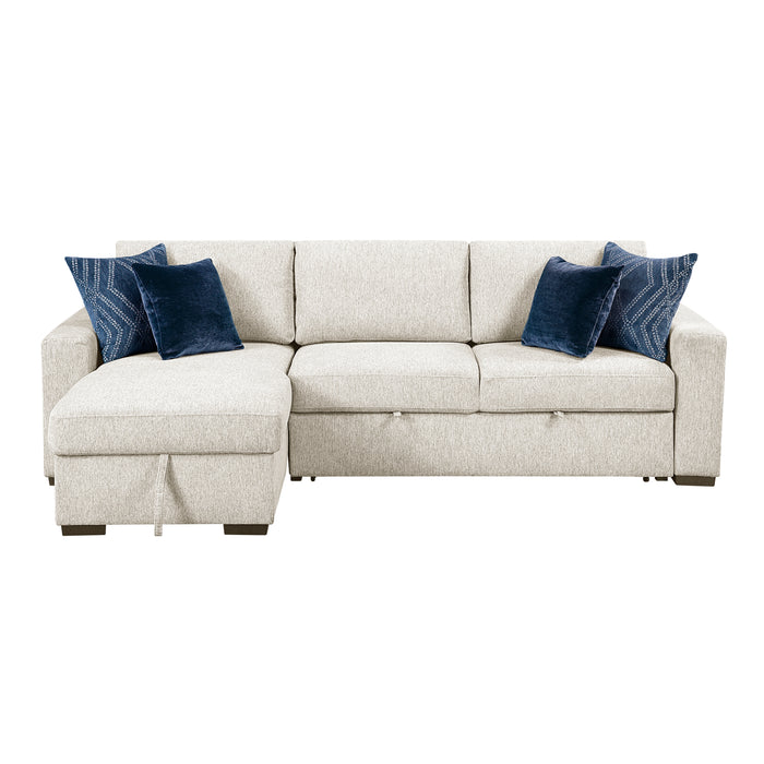 Isla - (3)2-Piece Sectional with Reversible Chaise, Pull-out Bed and Hidden Storage, Click Motion Back