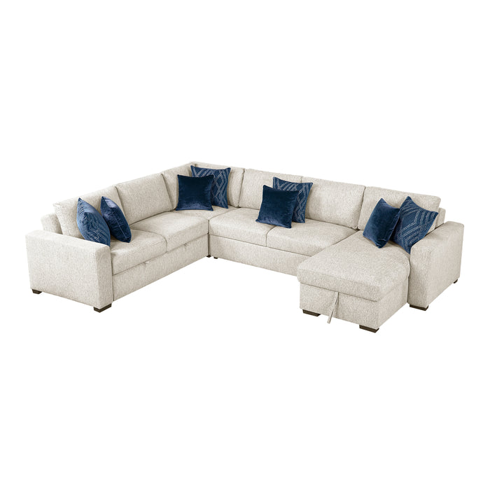 Isla - (5)4-Piece Sectional with Reversible Chaise, Pull-out Bed and Hidden Storage
