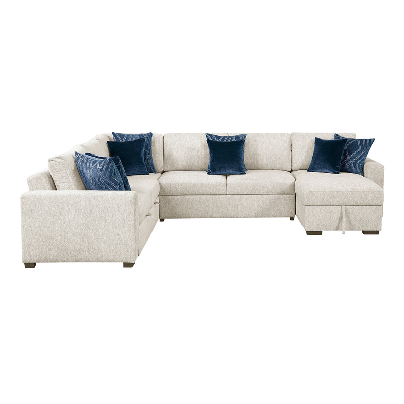 Isla - (5)4-Piece Sectional with Reversible Chaise, Pull-out Bed and Hidden Storage