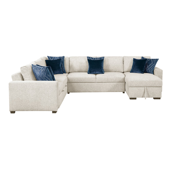 Isla - (5)4-Piece Sectional with Reversible Chaise, Pull-out Bed and Hidden Storage