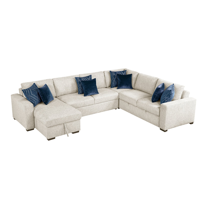 Isla - (5)4-Piece Sectional with Reversible Chaise, Pull-out Bed and Hidden Storage
