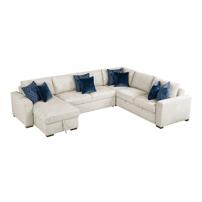Isla - (5)4-Piece Sectional with Reversible Chaise, Pull-out Bed and Hidden Storage