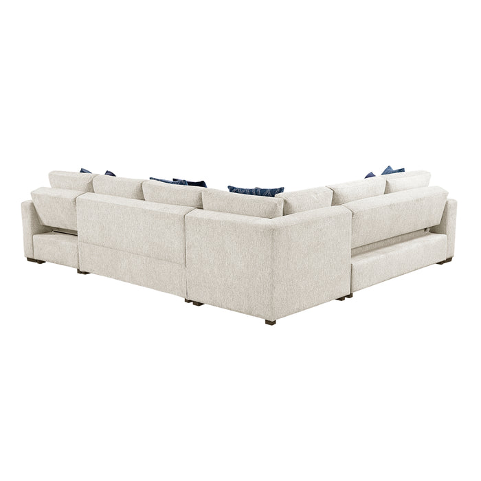 Isla - (5)4-Piece Sectional with Reversible Chaise, Pull-out Bed and Hidden Storage