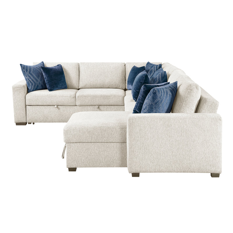 Isla - (5)4-Piece Sectional with Reversible Chaise, Pull-out Bed and Hidden Storage