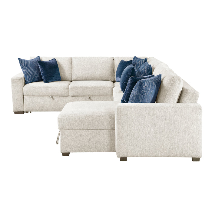 Isla - (5)4-Piece Sectional with Reversible Chaise, Pull-out Bed and Hidden Storage