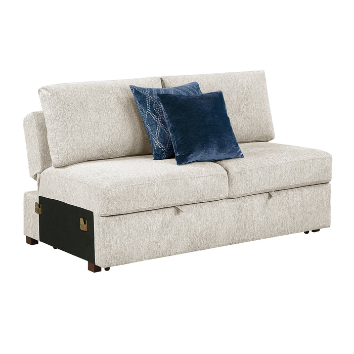Isla - (4)3-Piece Sectional with Reversible Chaise, Pull-out Bed, Hidden Storage and Ottoman, Click Motion Back