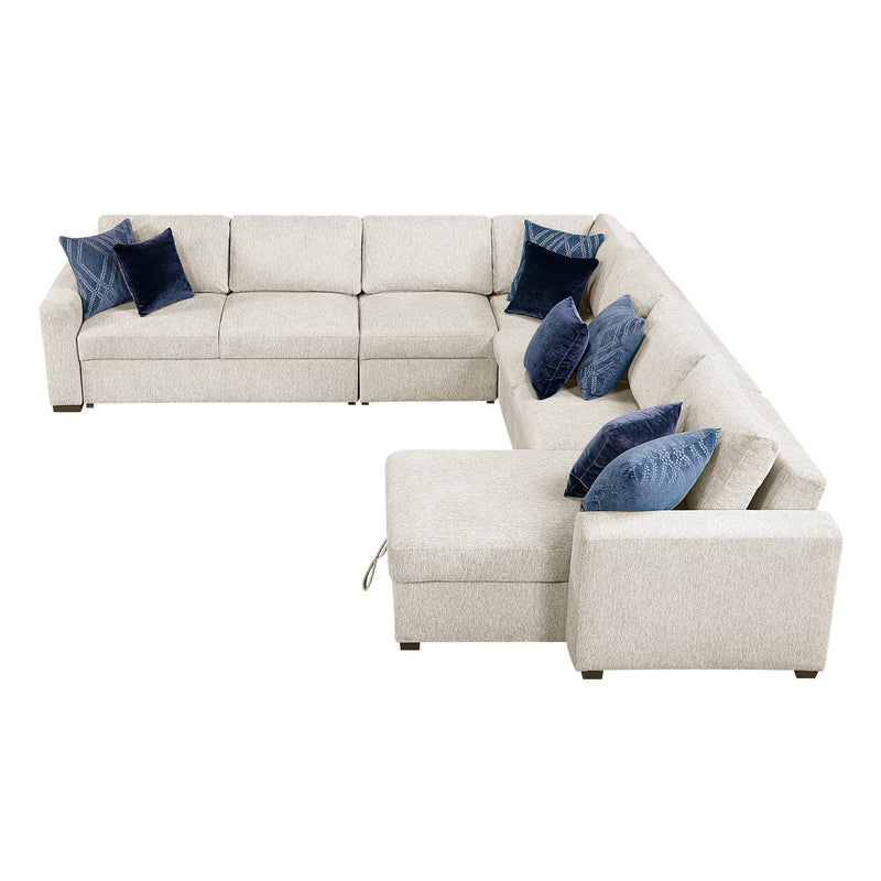 Isla - (6)5-Piece Sectional with Convertible and Reversible Chaise,  Hidden Storage, Click Motion Back