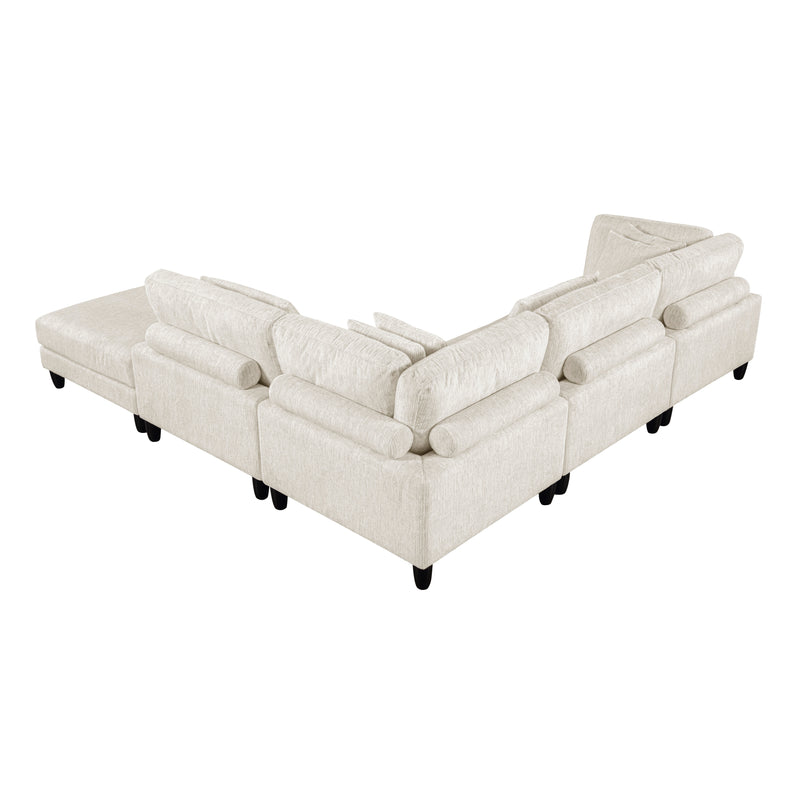 ;Robstown - (5)5-Piece Modular Sectional with Ottoman