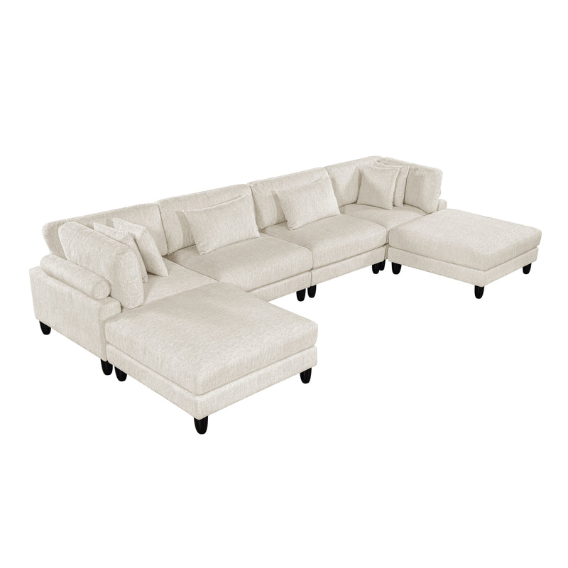 ;Robstown - (6)6-Piece Modular Sectional with Ottomans
