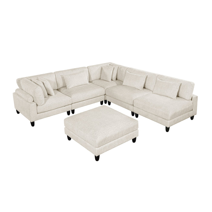 ;Robstown - (6)6-Piece Modular Sectional with Ottoman