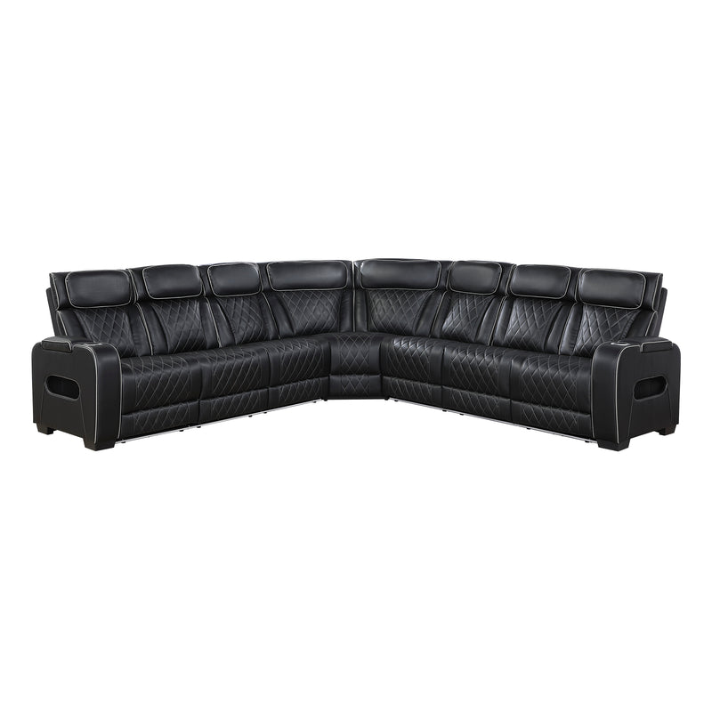 Fairway - (3)3-Piece Power Reclining Sectional with Center Drop-Down Cup Holders, Power Headrests, Storage Arms(Top and Side), Cup holders, Charging Ports, Reading Lights, Wireless Chargers,